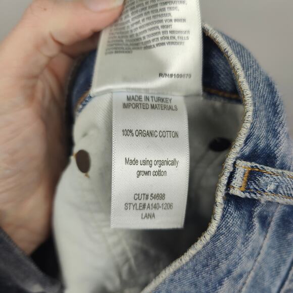 Agolde Lana‎ Straight Jeans Womens 25 Backdrop Knee Rips Medium Wash Organic - Picture 8 of 9